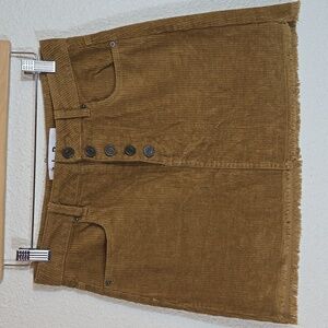 Indigo Rein Brown Corduroy Mini Skirt Juniors Size 1 (XS) Mid Waisted Button Fly
